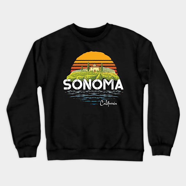 Vintage Sonoma Valley Winery California Crewneck Sweatshirt by USProudness